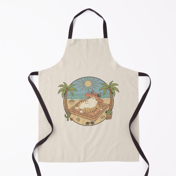 Item preview, Retro Boho Beach Cat Sunbathing Orange Tabby Art designed and sold by Cipher & Soul.