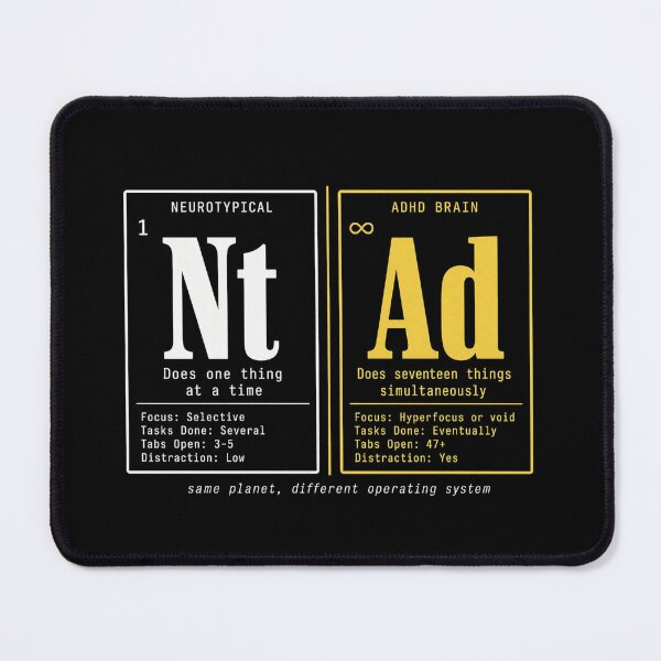 Item preview, Periodic Table Parody - Typography ADHD Humor t-shirt designed and sold by Mosidrip.