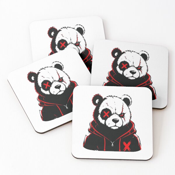 Aperçu de l'œuvre Panda Dark Rebelle – Mascotte Streetwear Hoodie Croix Rouge créée et vendue par RAYBIL.