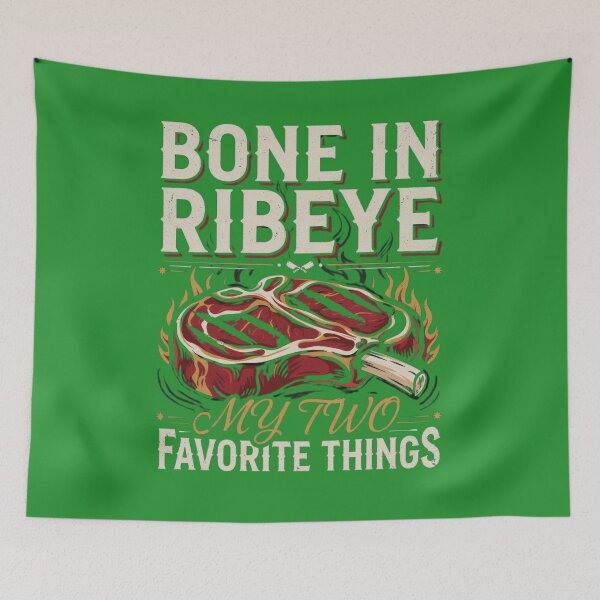 Item preview, Bone In Ribeye My Two Favorite Things Funny BBQ Steak Typography Design designed and sold by arabiw.