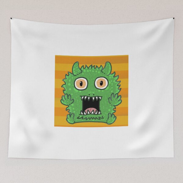 Item preview, Fluffy Green Monster Screaming Orange Stripes designed and sold by Out-Of-Gooos.