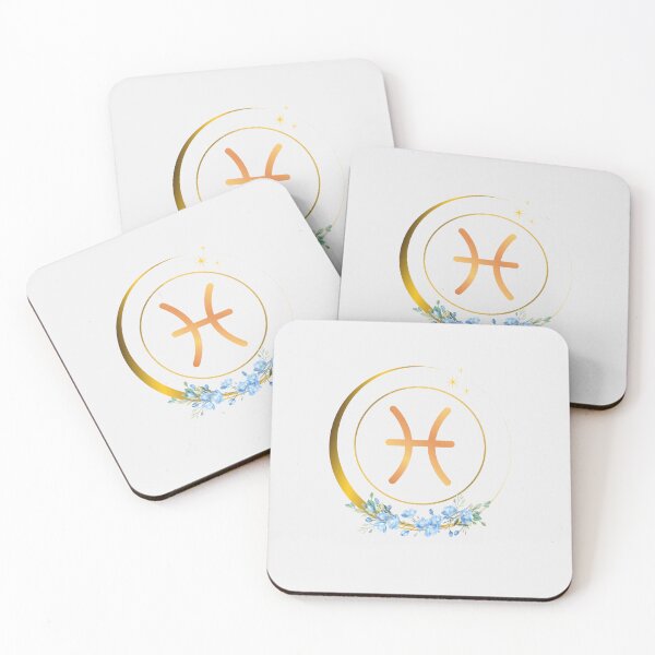 Item preview, Pisces Zodiac Sign with Blue Blossoms and Golden Moon designed and sold by MadeByMira.