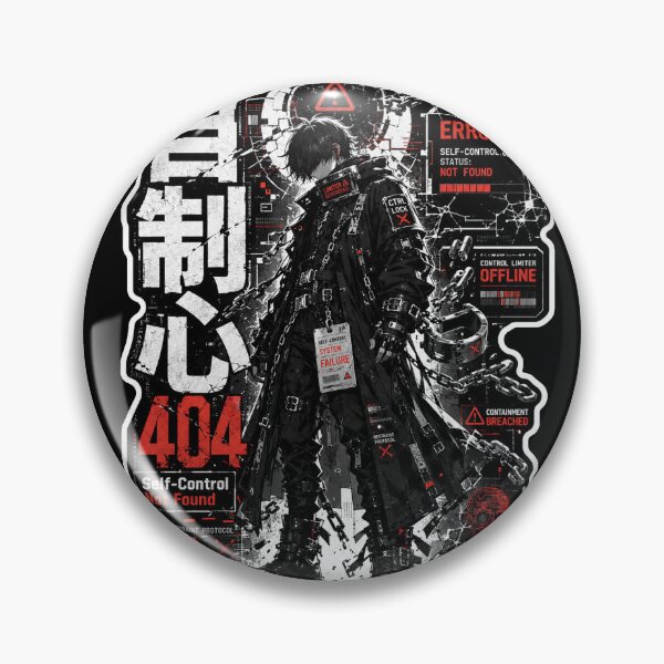 Item preview, Self-Control Not Found Japanese Kanji 404 Art (自制心) - Dark Cyber Error Design designed and sold by Japan-kanji-ya.