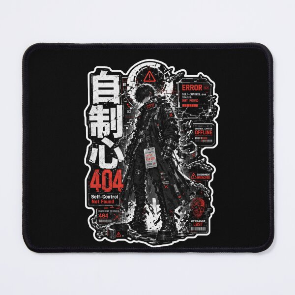 Item preview, Self-Control Not Found Japanese Kanji 404 Art (自制心) - Dark Cyber Error Design designed and sold by Japan-kanji-ya.