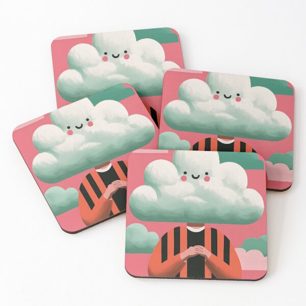 Item preview, Quirky Cloud Head Surreal Character Pink Art designed and sold by Bramble County Printworks.