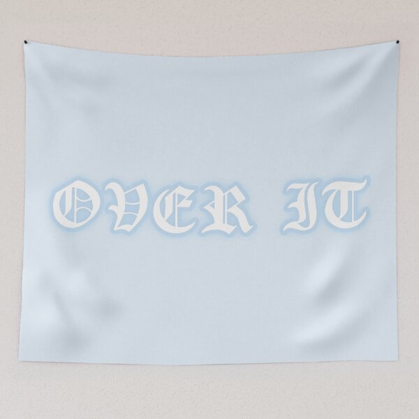 Item preview, Pastel "Over It" Gothic Old English Text | Cute Blue Y2K Gothic Typography designed and sold by KawaiiTexts.