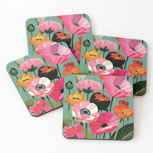 Item preview, Midcentury Poppy Floral Bright Bloom Botanical Art designed and sold by Bramble County Printworks.