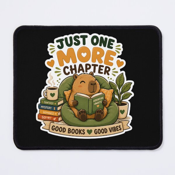 Item preview, Just One More Chapter Cute Capybara Reading Book Sticker. designed and sold by BreedCraft Studio.