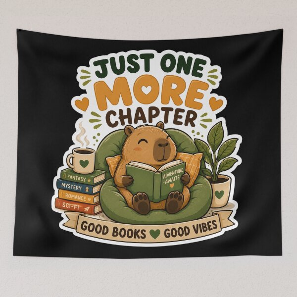 Item preview, Just One More Chapter Cute Capybara Reading Book Sticker. designed and sold by  BreedCraft Studio.