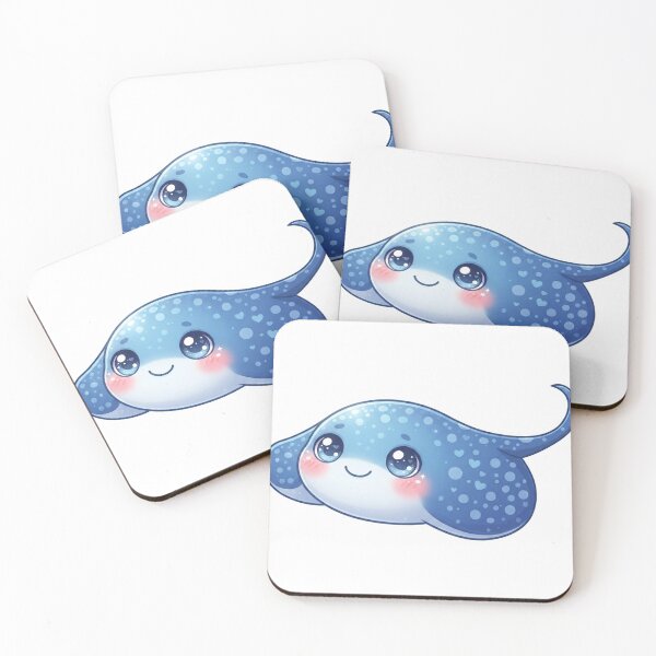 Item preview, Happy Kawaii Stingray - Cute Blue Ocean Animal designed and sold by Stickivo.