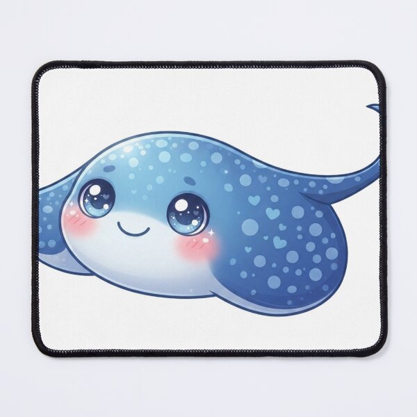 Item preview, Happy Kawaii Stingray - Cute Blue Ocean Animal designed and sold by Stickivo.