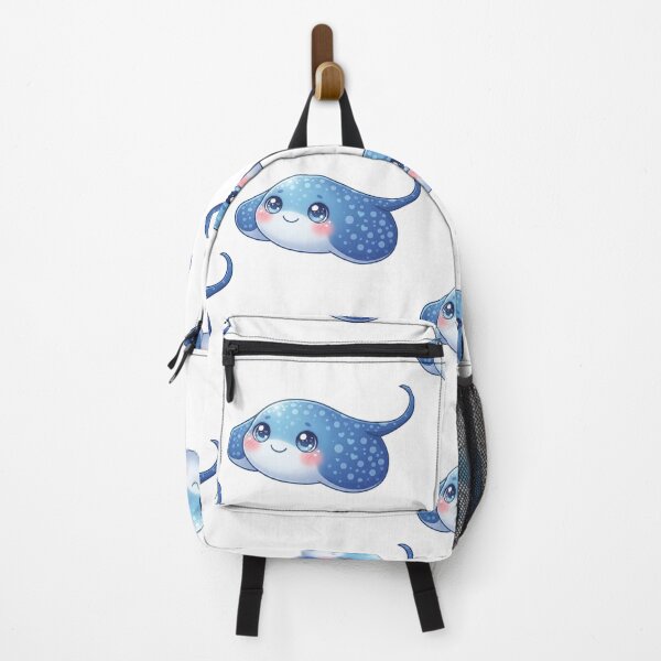 Item preview, Happy Kawaii Stingray - Cute Blue Ocean Animal designed and sold by Stickivo.