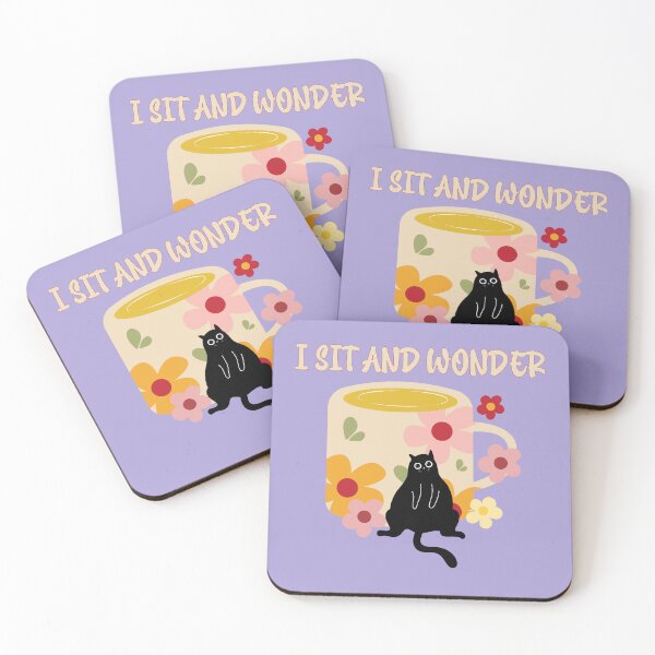 Item preview, I Sit and Wonder Cute Black Cat Coffee Mug Floral Illustration designed and sold by BritishDelights.
