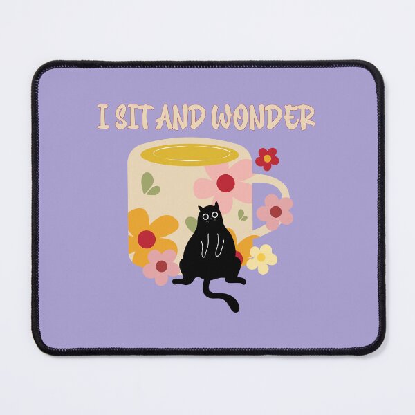 Item preview, I Sit and Wonder Cute Black Cat Coffee Mug Floral Illustration designed and sold by BritishDelights.