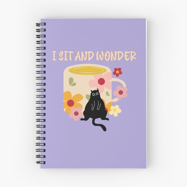 Item preview, I Sit and Wonder Cute Black Cat Coffee Mug Floral Illustration designed and sold by BritishDelights.