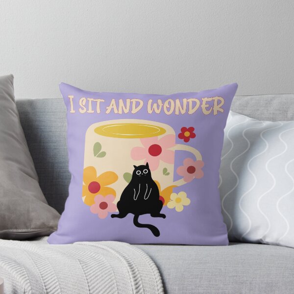 Item preview, I Sit and Wonder Cute Black Cat Coffee Mug Floral Illustration designed and sold by BritishDelights.