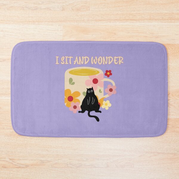Item preview, I Sit and Wonder Cute Black Cat Coffee Mug Floral Illustration designed and sold by BritishDelights.