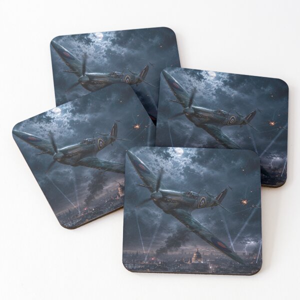 Item preview, Moonlit Vintage Fighter Above a Stormy City designed and sold by MarlicShop.