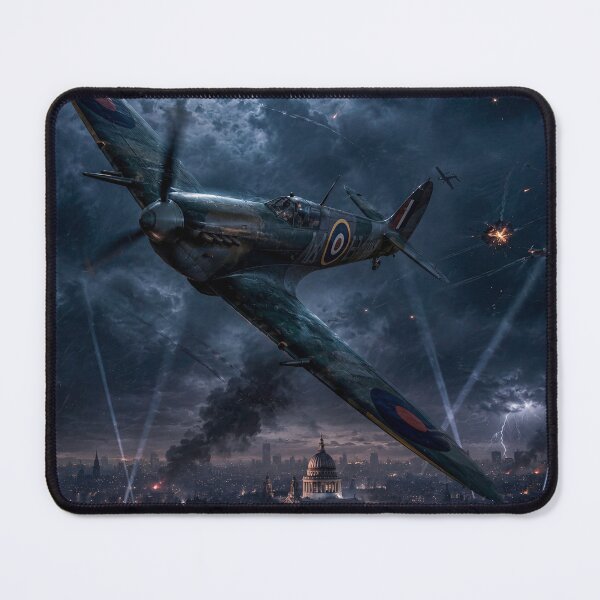 Item preview, Moonlit Vintage Fighter Above a Stormy City designed and sold by MarlicShop.