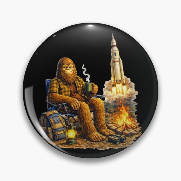 Item preview, Bigfoot Camping with NASA Rocket Launch - Funny Sasquatch Art designed and sold by FREENATION2026.