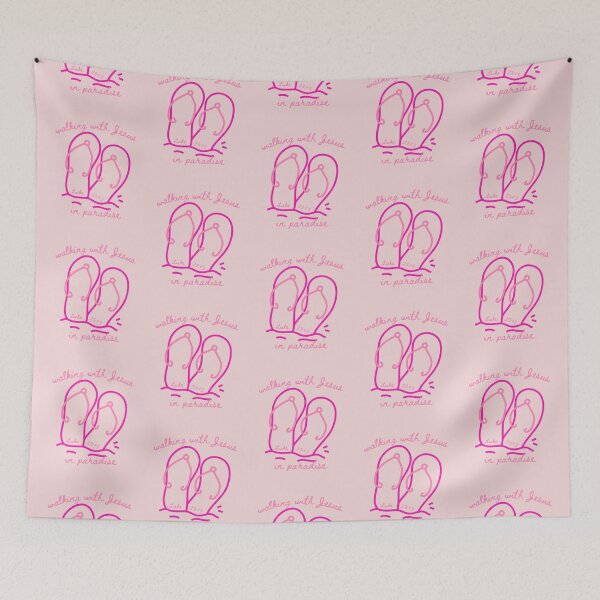 Item preview, Flip Flops Walking With Jesus In Paradise Luke 23 43 Beach Vibes Pink designed and sold by Forevermore.