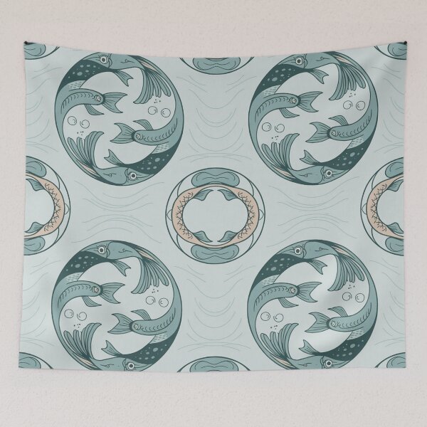 Item preview, Whimsical Teal Yin-Yang Fish Seamless Pattern – Ocean Serenity Repeating Design designed and sold by Midnight Veil Designs.