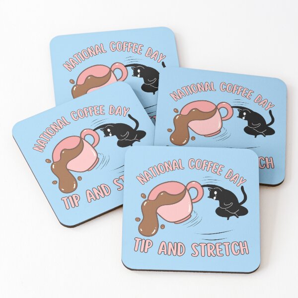 Item preview, National Coffee Day Tip and Stretch Funny Cat Coffee Design designed and sold by BritishDelights.