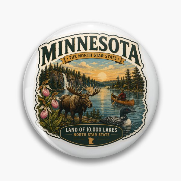 Item preview, Minnesota - The North Star State Vintage Travel Illustration designed and sold by MapMint .