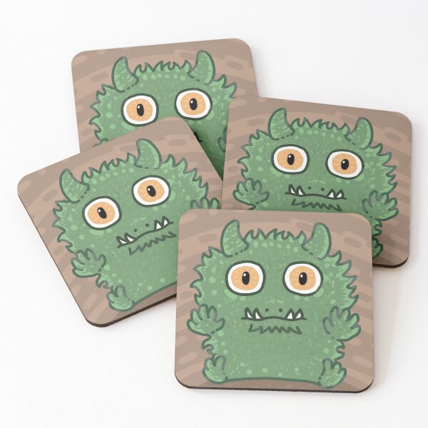 Item preview, Fluffy Green Monster Grumpy Brown Background designed and sold by Out-Of-Gooos.