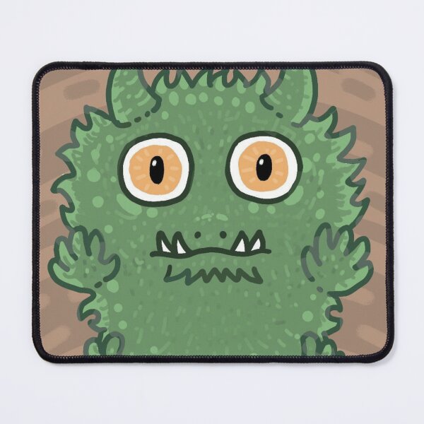 Item preview, Fluffy Green Monster Grumpy Brown Background designed and sold by Out-Of-Gooos.
