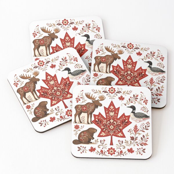 Item preview, Canadian Maple Leaf Wildlife Folk Art designed and sold by puredevn.