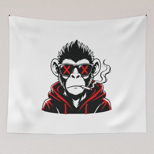 Item preview, Rebel Monkey Streetwear - Cool Smoker Logo Red and Black designed and sold by RAYBIL.