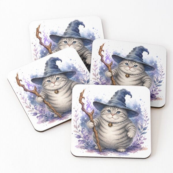 Item preview, Gray Tabby Cat Wizard designed and sold by lvlupthreads.