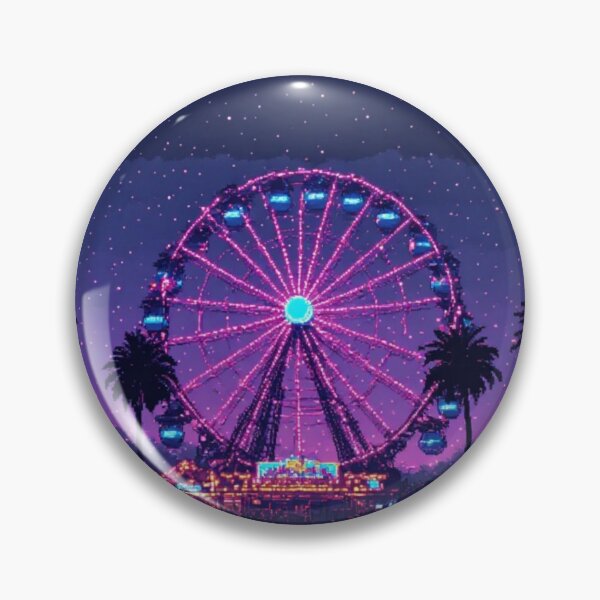 Item preview, Retro Summer Fair Ferris Wheel Neon Pixel Art designed and sold by thepixelcloset.