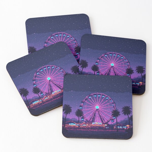 Item preview, Retro Summer Fair Ferris Wheel Neon Pixel Art designed and sold by thepixelcloset.
