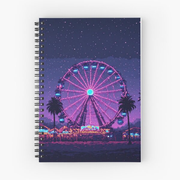 Item preview, Retro Summer Fair Ferris Wheel Neon Pixel Art designed and sold by thepixelcloset.