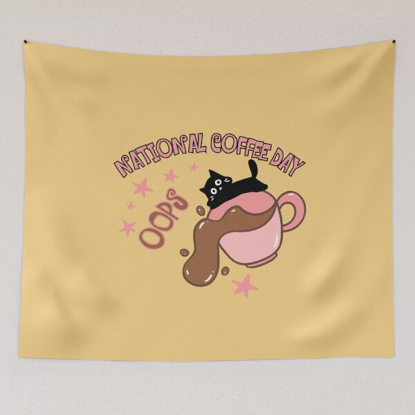 Item preview, National Coffee Day Oops Funny Spilled Coffee Cat designed and sold by BritishDelights.