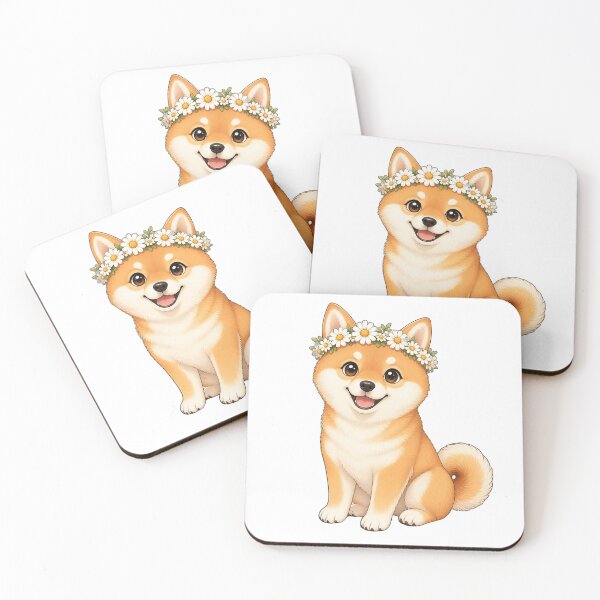 Item preview, Cute Shiba Inu with flower wreath Kawaii designed and sold by puredevn.