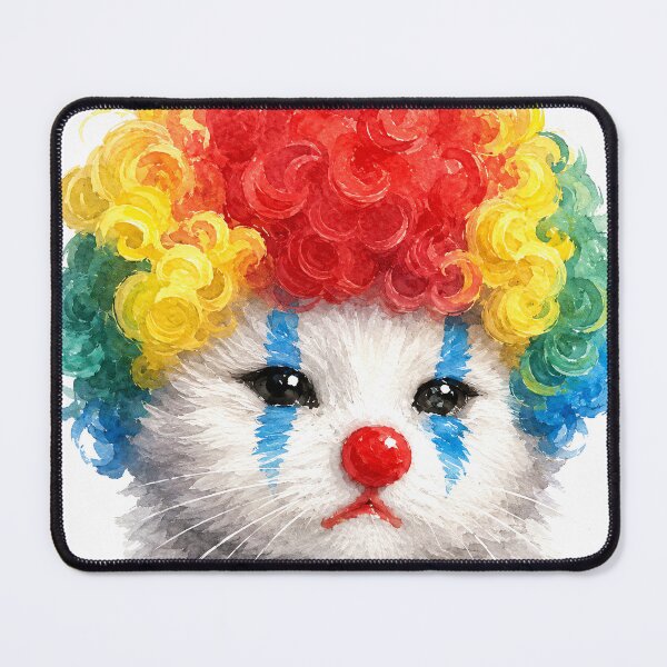 Item preview, Cute Clown Cat Funny Watercolor Art designed and sold by lvlupthreads.