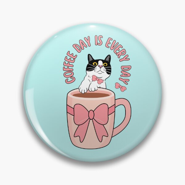 Item preview, Coffee Day Is Every Day Cute Cat peering over Coffee Mug designed and sold by BritishDelights.