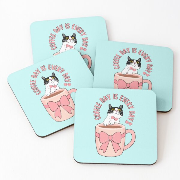 Item preview, Coffee Day Is Every Day Cute Cat peering over Coffee Mug designed and sold by BritishDelights.