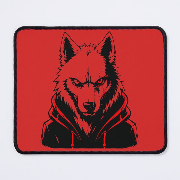 Item preview, Wolf Streetwear Warrior - Intense Red and Black Esports Mascot designed and sold by RAYBIL.