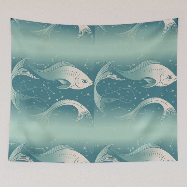 Item preview, Dreamy Celestial Teal Fish Constellation Seamless Pattern – Starry Ocean Magic designed and sold by Midnight Veil Designs.