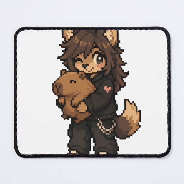 Item preview, Wolf Girl Hugging a Capybara designed and sold by RandomCapyshop.