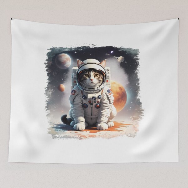 Item preview, Cute Fluffy Cat Space Astronaut Retro Vintage Style designed and sold by SancturShop.