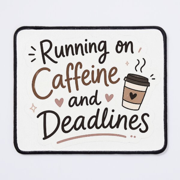 Item preview, Running On Caffeine And Deadlines Sticker designed and sold by Barkybond.
