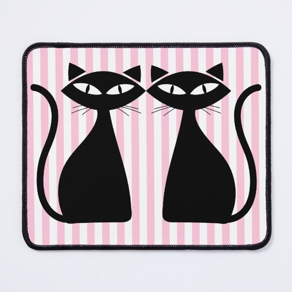Item preview, Retro Black Cats with 1960s Vibe Pink Stripes designed and sold by The Retromotel.