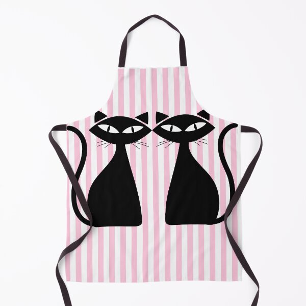 Item preview, Retro Black Cats with 1960s Vibe Pink Stripes designed and sold by The Retromotel.
