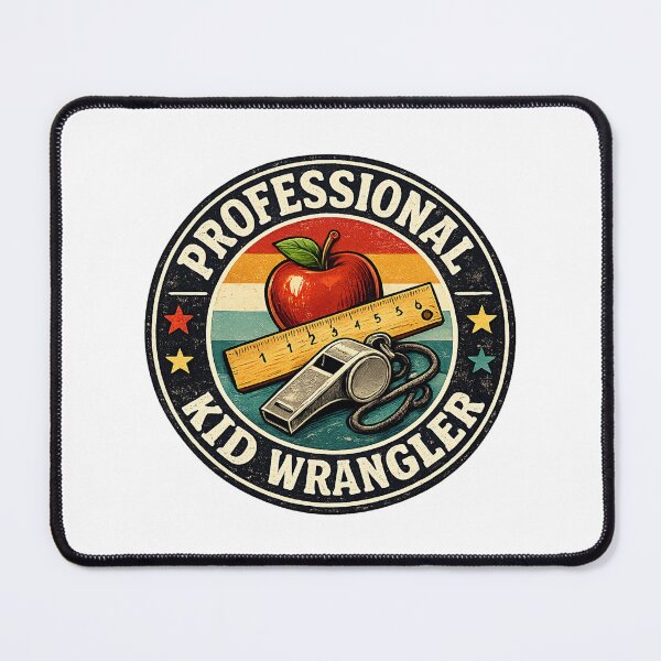 Item preview, Professional Kid Wrangler Retro Teacher Classroom Badge Design designed and sold by mansourhamid.