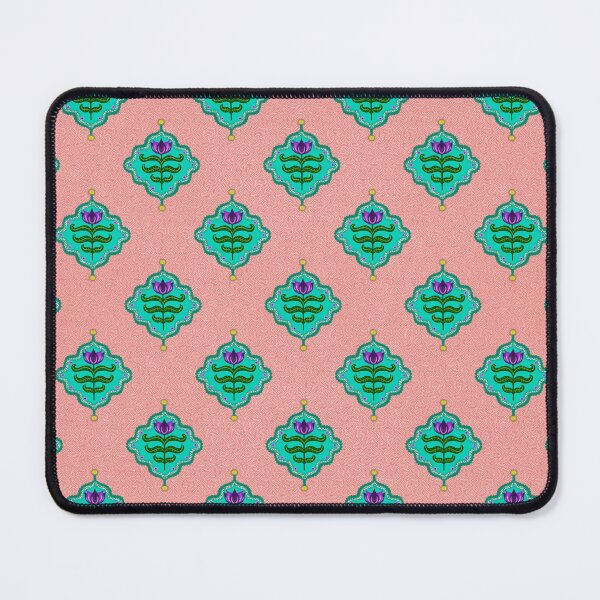 Item preview, Tiled Jaipur floral motif with Purple flower and Coral background and seamless repeating pattern  designed and sold by PCaleDesigns.